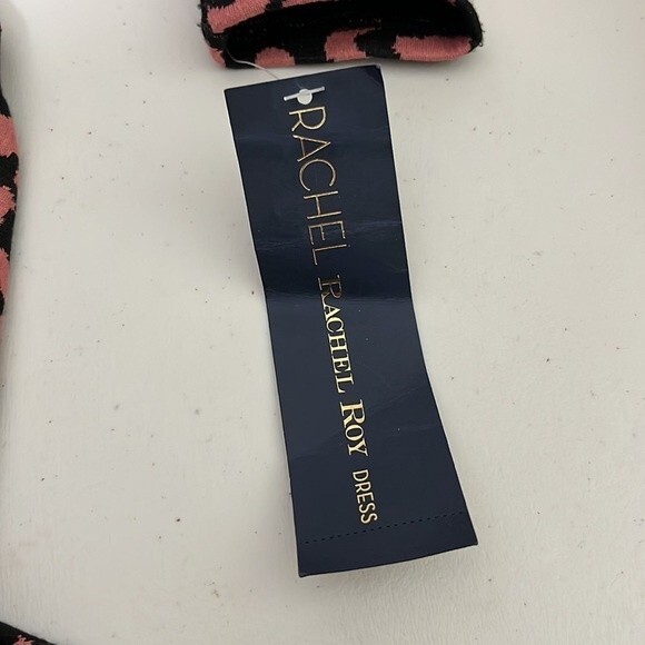 Rachel Roy Square-Neck Midi  Animal Print Dress Pink Black Size XSMALL NWT - Picture 9 of 12